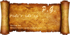 Poór Géza névjegykártya