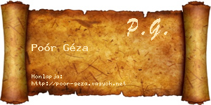 Poór Géza névjegykártya